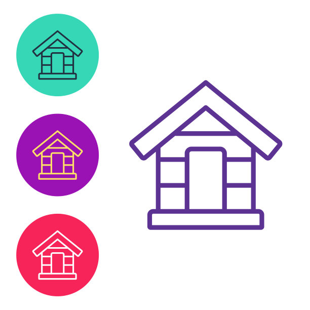 设置线狗屋图标孤立在白色图片下载