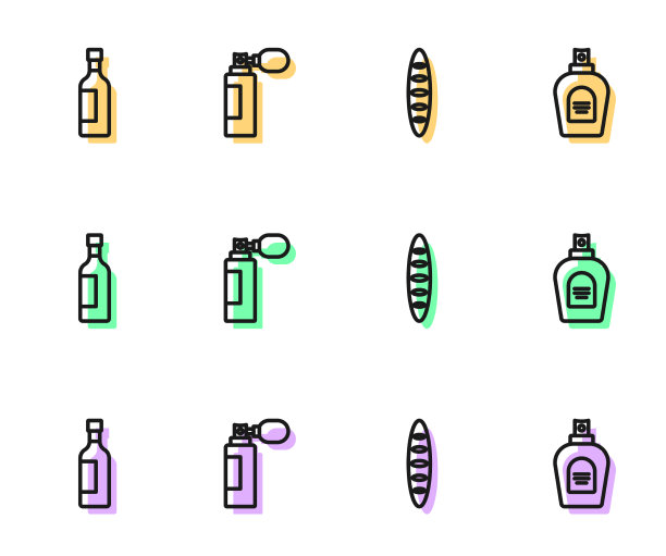 定线法国法棍面包一瓶葡萄酒图片下载