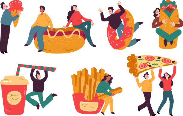 人们用快餐的快乐字捧着图片下载