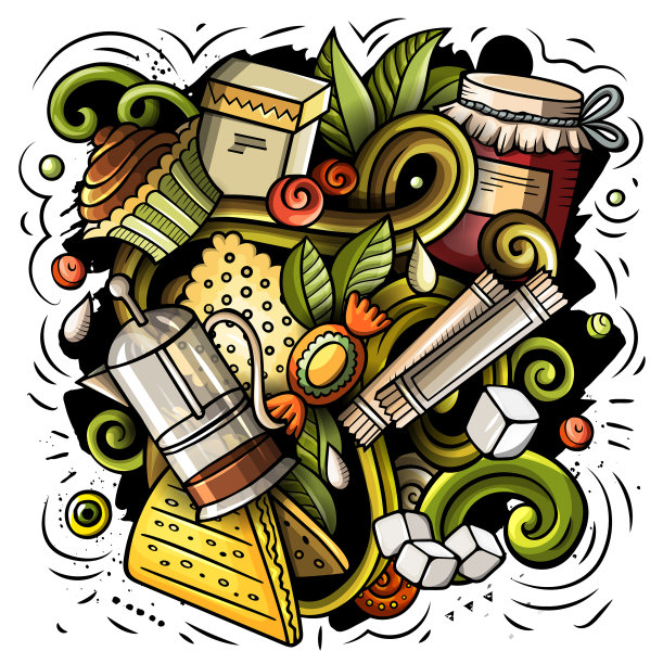 卡通涂鸦茶时间图片下载