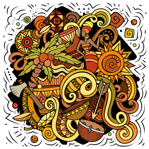 非洲手绘卡通涂鸦图片下载