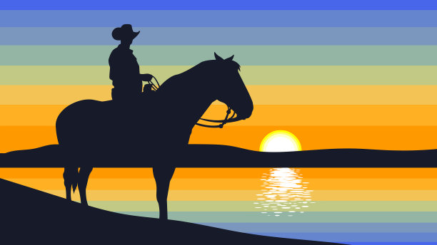 牛仔骑马的卡通剪影图片下载