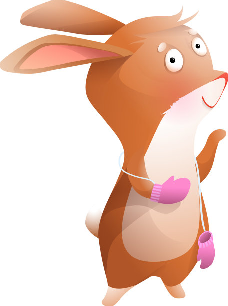 可爱的冬天小兔子或戴手套的兔子图片下载