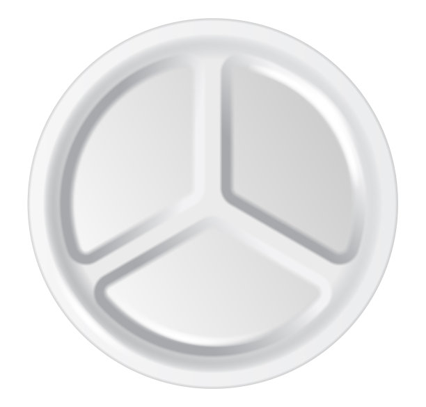 逼真的塑料或纸盘子与三个图片下载