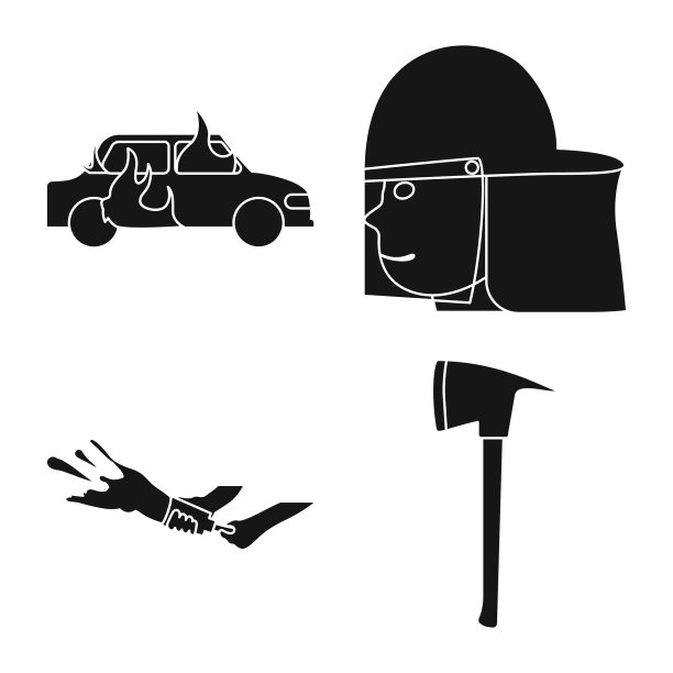 孤立对象的消防队员和消防图标设置图片下载