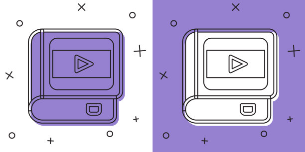 Set book关于电影图标孤立在白色和图片下载