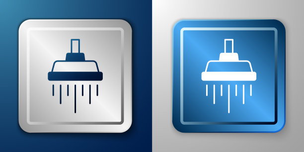 白色淋浴头与水滴流动图标图片下载