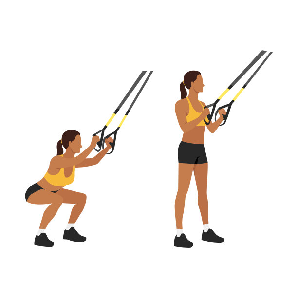 女子做TRX吊带深蹲运动图片下载