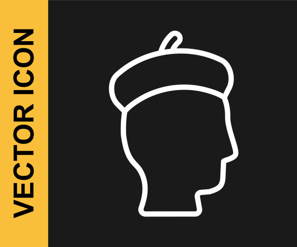 白线法国人图标孤立在黑色图片下载