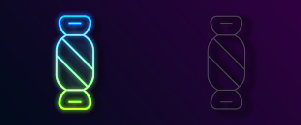 发光的霓虹灯线糖果图标孤立在黑色图片下载