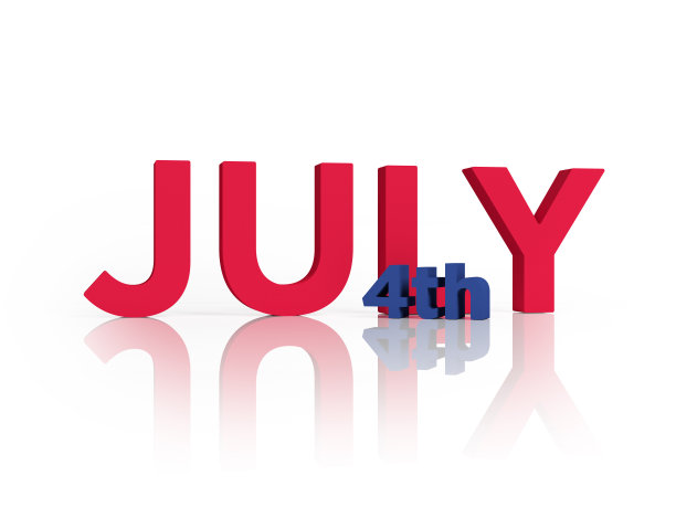 红色和海军蓝颜色7月4日文本。图片下载