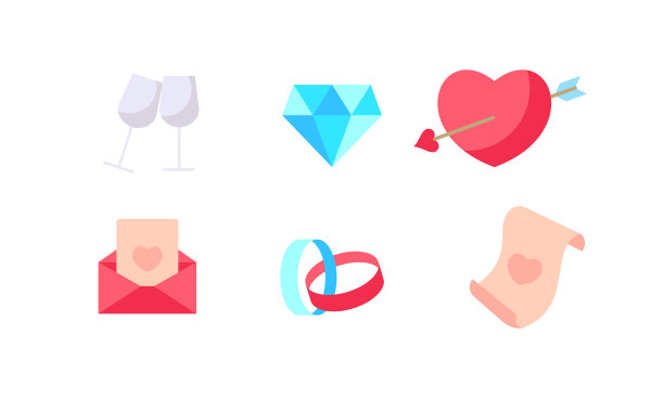 整套的婚礼元素标志图片下载