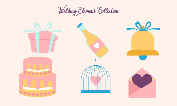 整套的婚礼元素标志图片下载