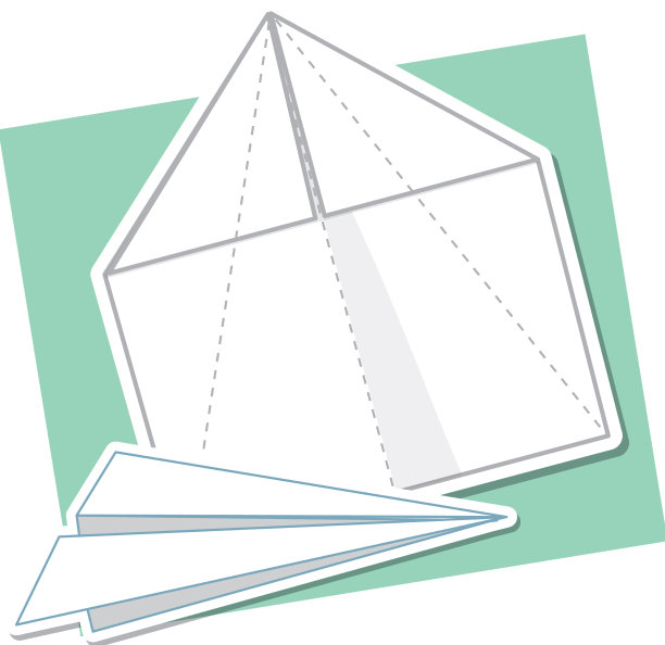 折纸火箭折叠在白色背景图片下载