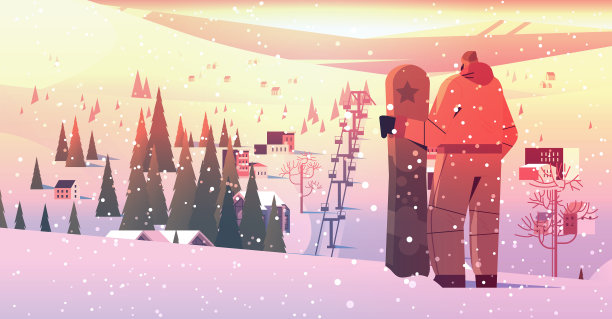 单板滑雪运动员和单板滑雪运动员站在一起图片下载