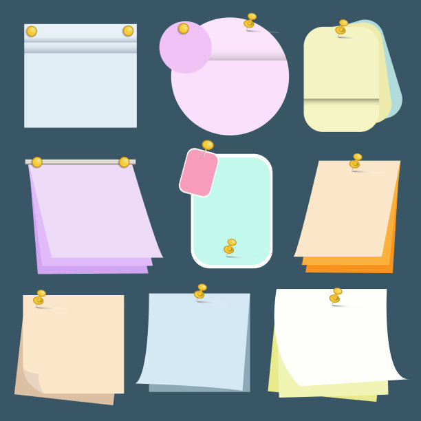 基本的彩色纸与金别针图片下载