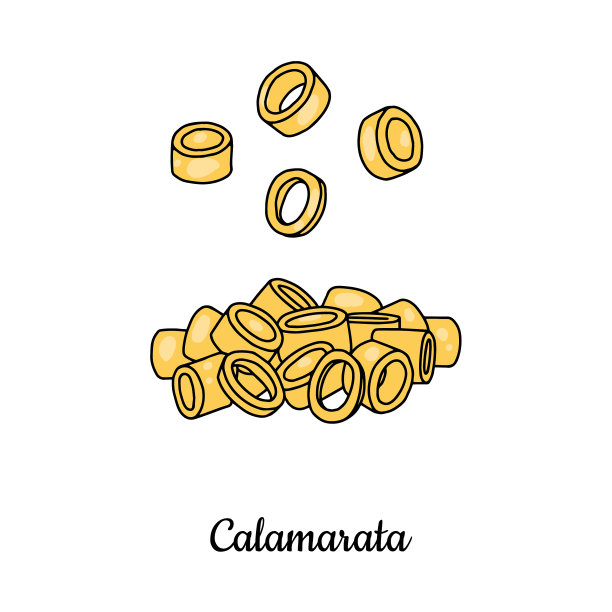 彩色素描风格的卡拉马拉塔意面图片下载