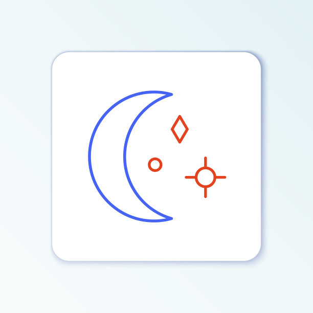 线月亮和星星图标孤立在白色图片下载