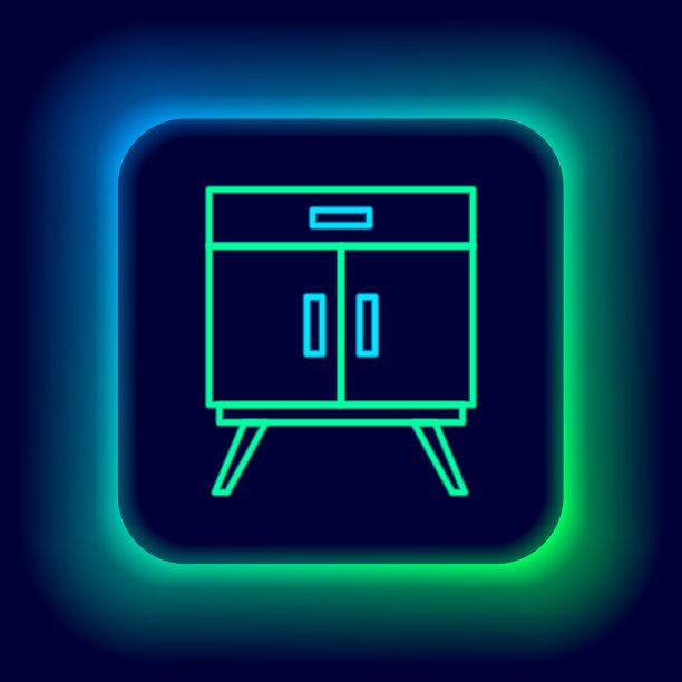 发光的霓虹灯线抽屉柜图标孤立图片下载