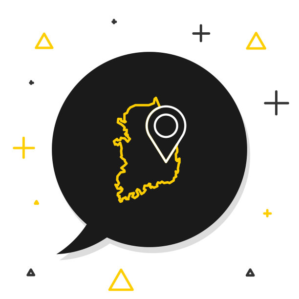 线韩国地图图标孤立在白色上图片下载