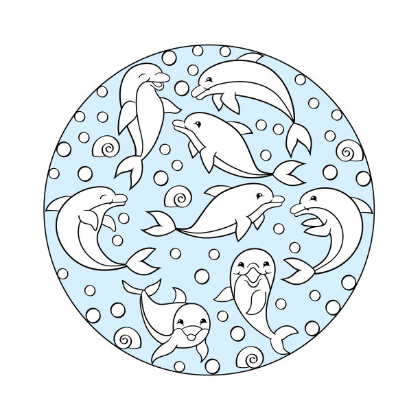 彩页上有海豚在一个球图片下载