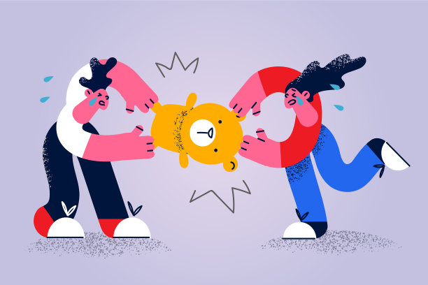 不快乐的孩子撕打毛绒泰迪熊玩具图片下载