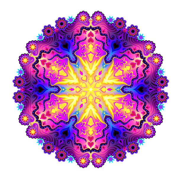 带有民族花卉图案的圆形几何曼荼罗图片下载