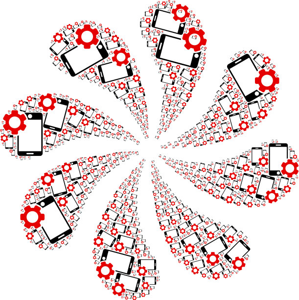 智能手机维修齿轮图标卷曲抽象花图片下载