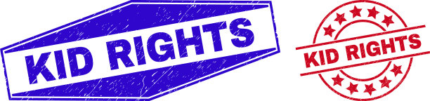 儿童权利纹理印章在圆形和六角形图片下载
