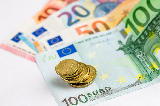 欧元钞票和旅行护照副本空间背景。工资太低。公共支出图片下载