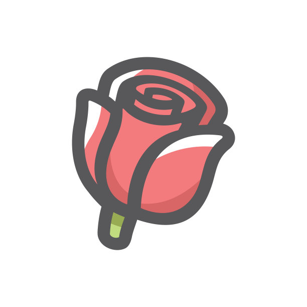 红玫瑰花图标卡通图片下载