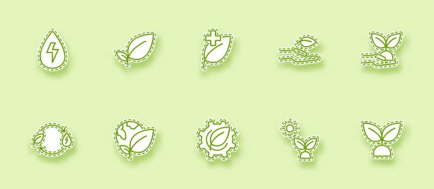 自然线条贴纸艺术贴纸孤立图片下载