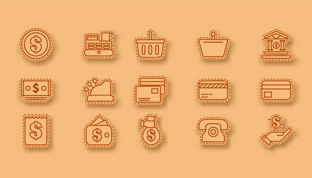 网上购物线艺术贴纸孤立图片下载