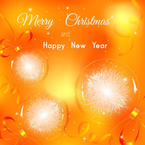 三个透明圣诞球图片下载