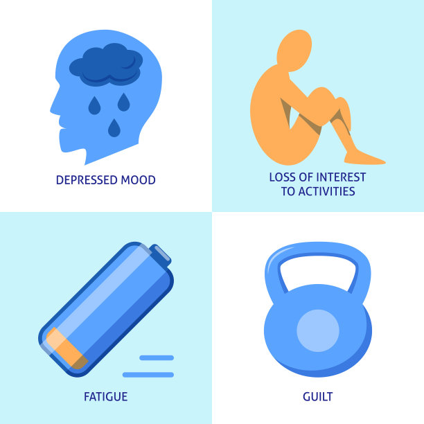 双相情感障碍抑郁症阶段平面图标设置图片下载