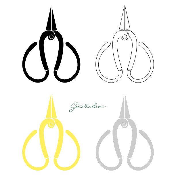 园艺工具一套四剪轮廓图片下载