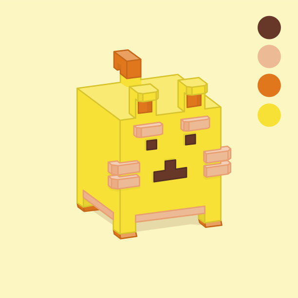 立方风格的动物猫卡通图片下载