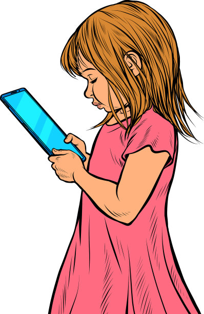 一个小女孩使用智能手机电子图片下载