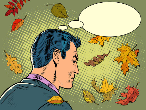 秋天的忧郁，忧伤的商人反映出一种图片下载