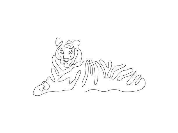 一线虎去设计剪影手绘图片下载