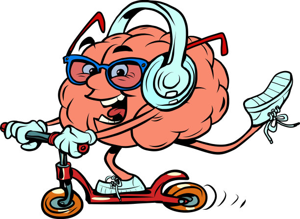 骑着滑板车听着音乐人类的大脑图片下载