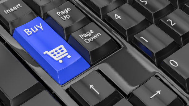 网上购物的概念。购物车，小盒子，桌上的笔记本电脑。三维渲染图片下载