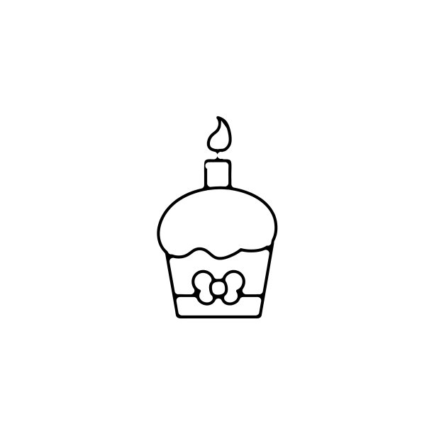 纸杯蛋糕与蜡烛细线图标纸杯蛋糕图片下载