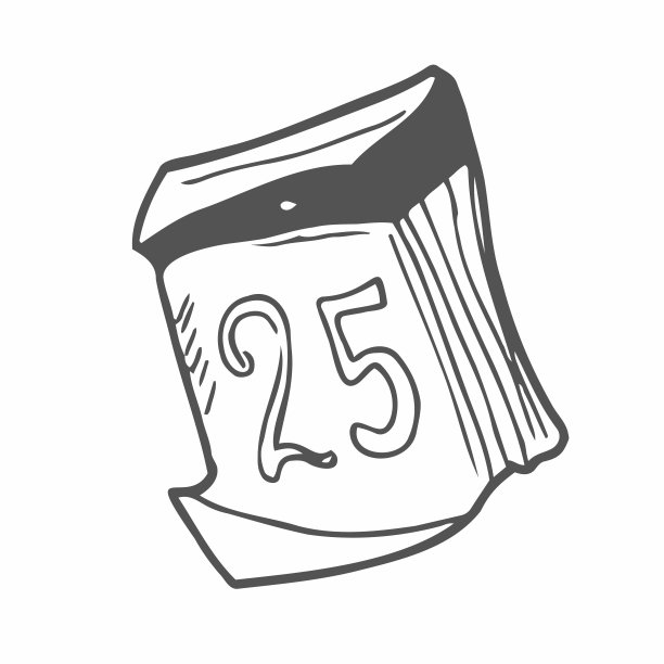 日历。圣诞节倒计时用纸和金属戒指。日期是12月25日图片下载