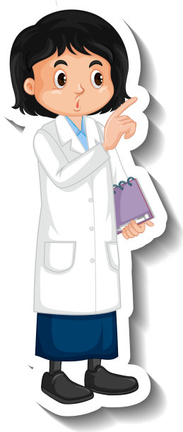 科学家学生女孩卡通人物贴纸图片下载