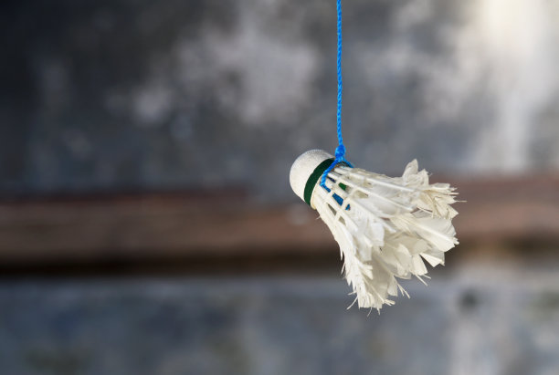 一个羽毛球潮的羽毛球，训练概念，初学者概念，在墙上的背景图片下载