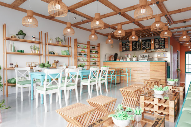 室内咖啡馆墙模型图片下载