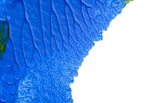 蓝、粉、黄抽象丙烯画在白纸底色上运用罗夏墨迹法绘制颜色纹理图片下载