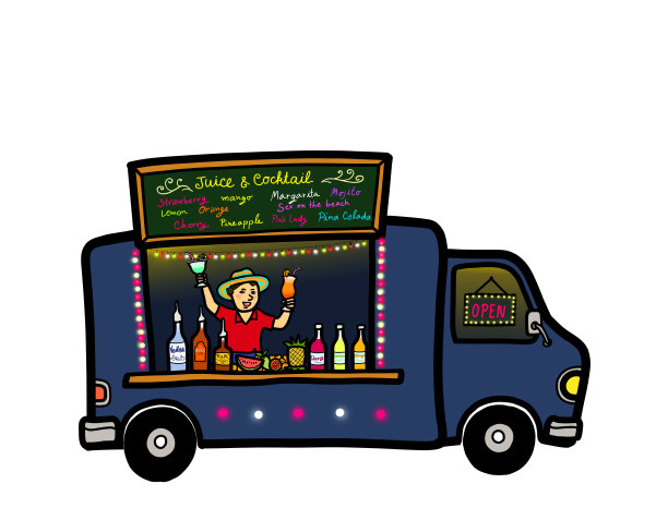 街头小吃车果汁鸡尾酒饮料户外夏天图片下载