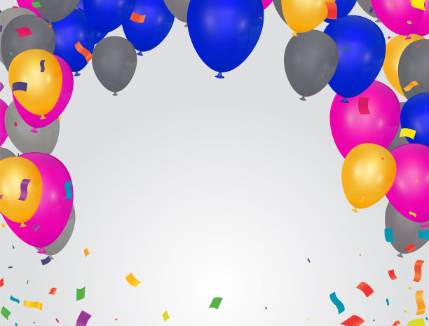 五彩缤纷的庆祝背景与聚会气球五彩纸屑与文字空间图片下载
